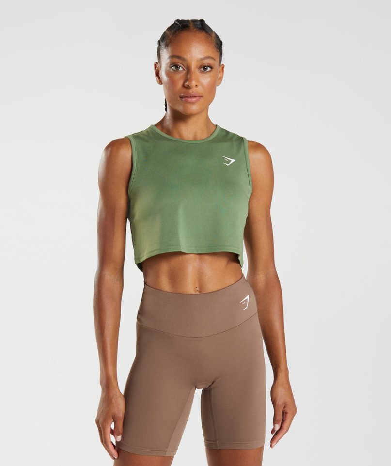 Women\'s Gymshark Training Cropped Tops Green | CA A16N57